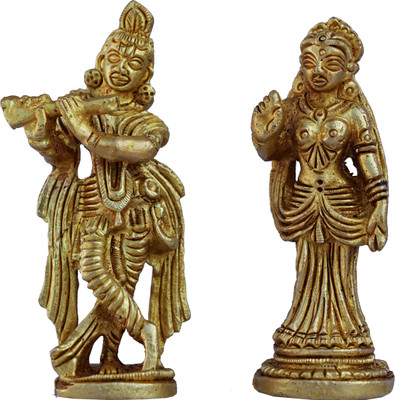 71% OFF on aakrati Lord Radha Krishna Statue Spiritual idols For Puja Vastu Religious Radha Kishan Pooja Gift item & Murti for Mandir Decorative Showpiece - 7 cm(Brass, Yellow)