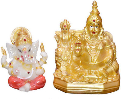 Vaah Laxmi Kuber Raja Ganesh Murti Decorative Showpiece  -  15 cm(Polyresin, Multicolor)