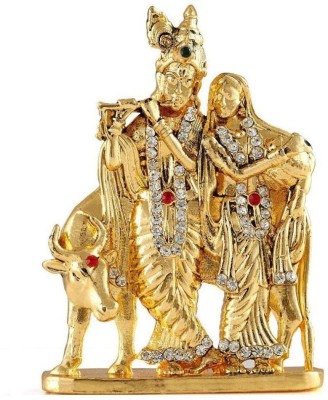 Kulin Radha Krishna | Radhe Shyam Idol For Car Dashboard | Home Decor | Gifting Decorative Showpiece  -  7 cm(Metal, Gold)