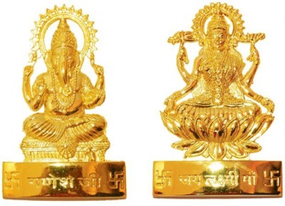 decorate india Gold platted laxmi ganesh god idols Decorative Showpiece  -  12 cm(Brass, Yellow)