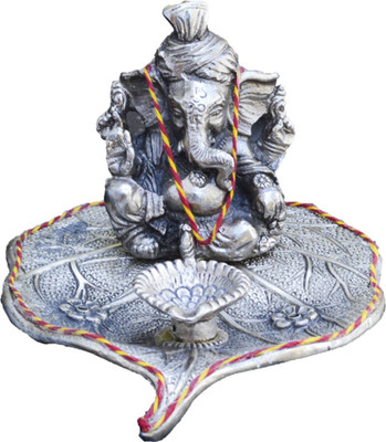 53% OFF on JaipurCrafts Lord Ganesha with Diya on Leaf Decorative Showpiece - 10.16 cm(Aluminium, Silver) 53% OFF on JaipurCrafts Lord Ganesha with Diya on Leaf Decorative Showpiece - 10.16 cm(Aluminium, Silver)