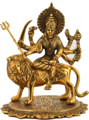 HOUZZPLUS Durga Mata Idol, Durga Murti, Goddess Durga Idol Decorative Showpiece  -  27.5 cm(Aluminium, Gold)