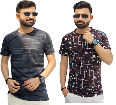 Tween Trends Printed Men Round Neck Multicolor T-Shirt