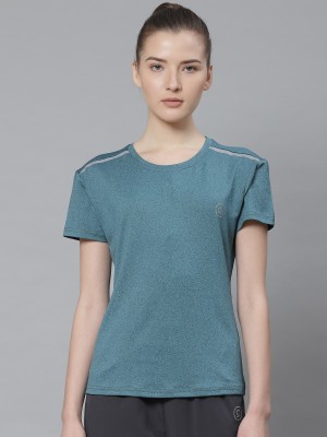 CHKOKKO Solid Women Round Neck Green T-Shirt