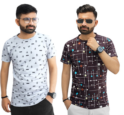Tween Trends Printed Men Round Neck Multicolor T-Shirt