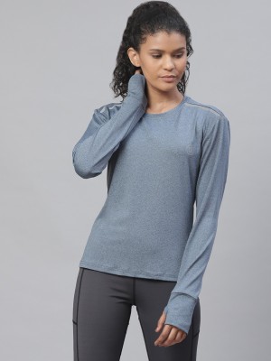 CHKOKKO Solid Women Round Neck Blue T-Shirt