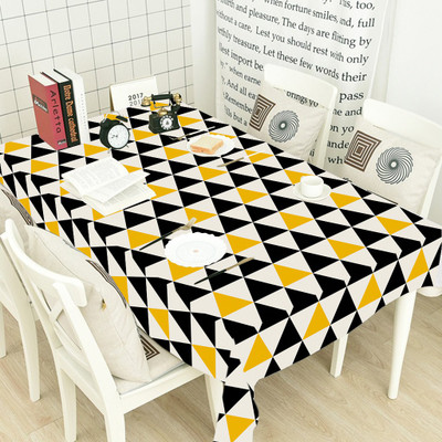 AEROHAVEN Geometric 4 Seater Table Cover(Black and Yellow, Polyester)
