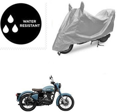 dashark Waterproof Two Wheeler Cover for Royal Enfield(Classic 350, Silver)