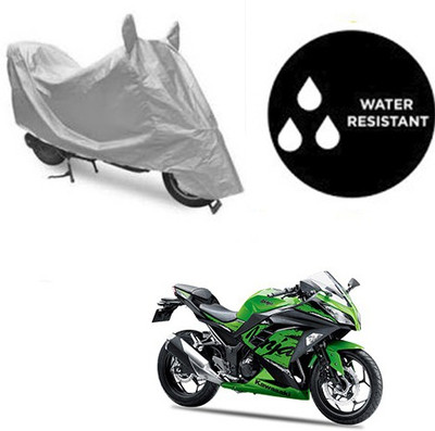 SRENTERPRISES Two Wheeler Cover for Kawasaki(Ninja 300, Silver)