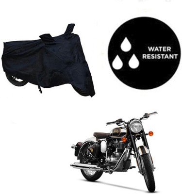 Atulit enterprises Waterproof Two Wheeler Cover for Royal Enfield(Classic Chrome, Black)