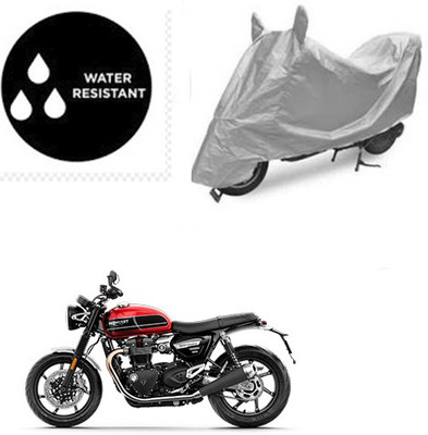 SRENTERPRISES Waterproof Two Wheeler Cover for Triumph(Twin, Silver)