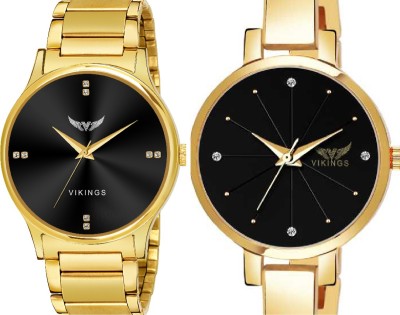 VIKINGS VK-COMBO-136-44-BLK-GLD-CHN ORIGNAL GOLDEN Analog Watch  - For Men & Women