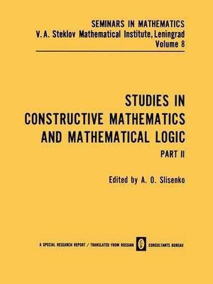 Studies in Constructive Mathematics and Mathematical Logic Part 2(English, Paperback, unknown)