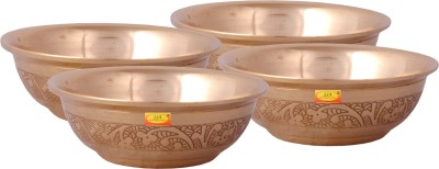 Shivshakti Arts Brass Dessert Bowl Designer Brass Bowl - Pudding Halwa Plate | Katori ( Karvi Design, Heavy Gauge - 125 ml ) - Set of 4 Pieces(Pack of 4, Yellow)