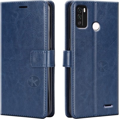 Kreatick Flip Cover for Micromax In 1b - Vintage Flip Wallet Back Case Cover [Artitifial Leather] [Handcrafted](Blue, Pack of: 1)