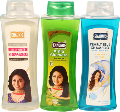 ENAUNIQ Amla AloeveraShampoo 500 ml + Milky WhiteShampoo 500 ml + Pearly Blue Shampoo 500 ml(1500 ml)