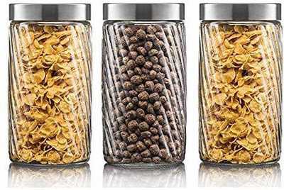 GRACIOUS MART Glass Utility Container  - 2000 ml(Pack of 3, Clear)