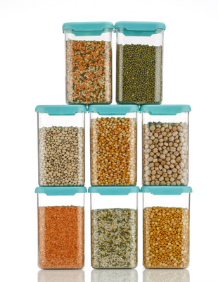 Qtrix Plastic Grocery Container  - 1100 ml(Pack of 8, Blue)