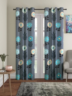 Cortina 210 cm (7 ft) Polyester Door Curtain (Pack Of 2)(Floral, Multicolor)