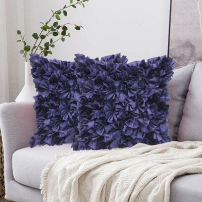 Dekor World Self Design Cushions & Pillows Cover(Pack of 2, 40 cm*40 cm, Blue)