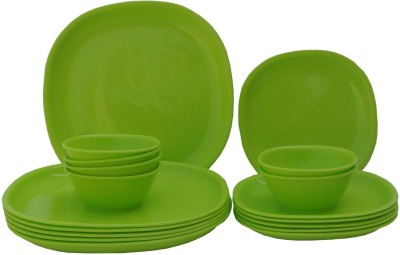 Incrizma Pack of 18 PP (Polypropylene) Dinner Set(Green, Microwave Safe)