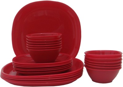 Incrizma Pack of 24 PP (Polypropylene) Dinner Set(Red, Microwave Safe)