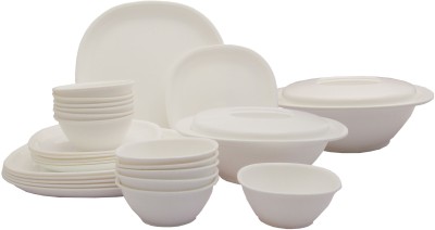 Incrizma Pack of 28 PP (Polypropylene) Dinner Set(White, Microwave Safe)