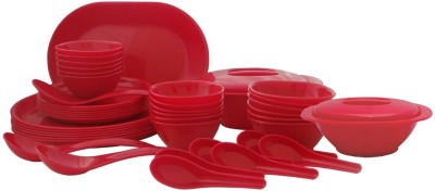 Incrizma Pack of 44 PP (Polypropylene) Dinner Set(Red, Microwave Safe)