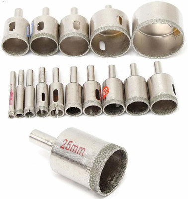 mkyuptotools 15pcs Diamond Coated Drill Bit Set Tile Marble Diamond Drill Bit Glass Ceramic Hole Saw Drilling Bits for Power Tools 6mm-50mm
