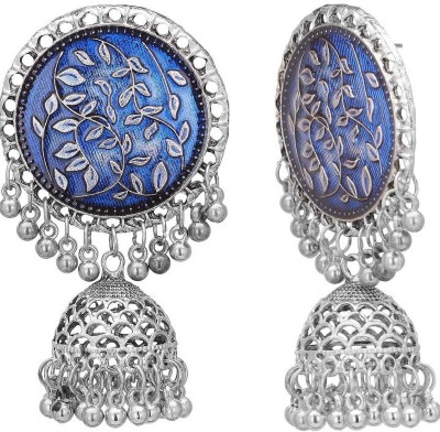 ishaanvi fashion STYLIST BLUE GERMAN SILVER JHUMKI Silver Jhumki Earring
