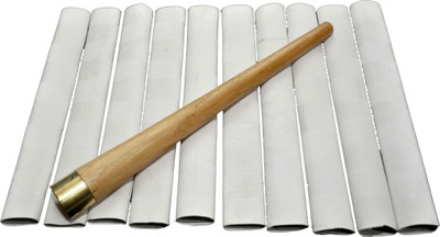 APPS SPORTS Bat Grip Set of 10 Cricket Bat Handle Grip + One Wooden Cricket Bat Cone Chevron(White, Pack of 11)