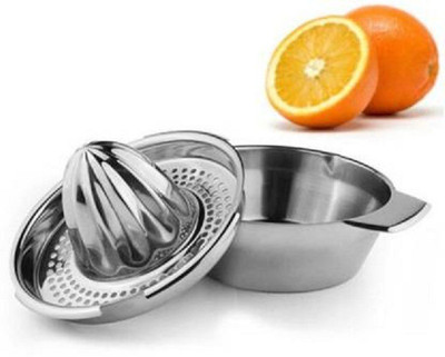 Anne-kee Steel Orange Juicer Stainless Steel Manual Lemon Juicer Fruit Squeezer Citrus Juicer with Bowl Juicer Strainer Hand Juicer(Steel)