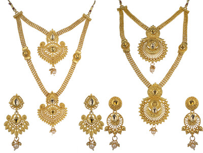 R A Enterprises Alloy Gold-plated Gold Jewellery Set(Pack of 2)