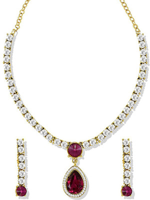 Om Jewells Alloy Gold-plated White, Red Jewellery Set(Pack of 1)