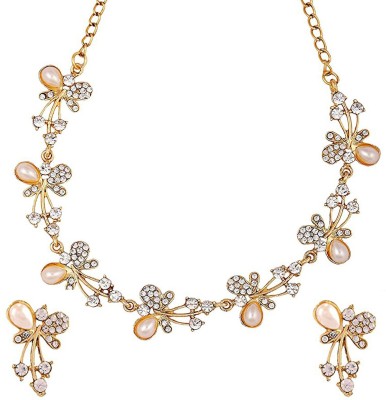 Om Jewells Alloy Gold-plated White, Gold Jewellery Set(Pack of 1)