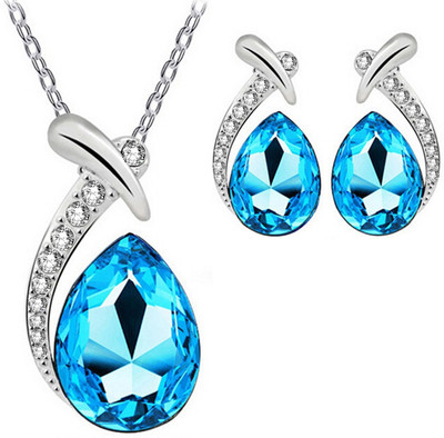 Om Jewells Alloy Rhodium Blue Jewellery Set(Pack of 1)