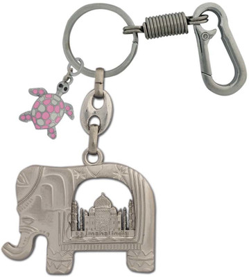 SHOKY LOOKS Attractive Indian Elephant design both side face Taj Mahal with Turtle and Quality Locking Lock Key Chain