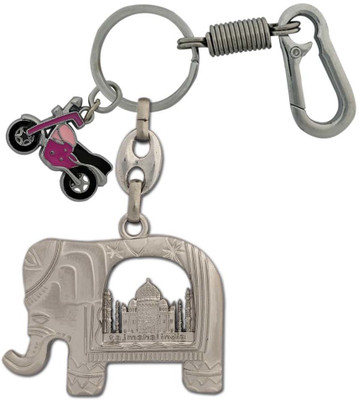 HANDSOME ISK High quality both side lord Ganesh face tajmahal with Bike and Locking Hook Full Metal. Key Chain