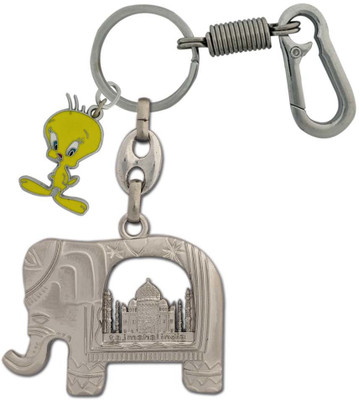 HANDSOME ISK High quality both side lord Ganesh face tajmahal with Beautiful Smily Tweety and Locking Hook Full Metal. Key Chain