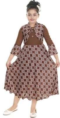 Style Stop Baby Girls Maxi/Full Length Party Dress(Brown, Full Sleeve)