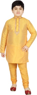 SG Boys Festive & Party Kurta and Pyjama Set(Yellow Pack of 1)