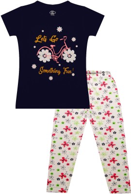 MIST N FOGG Kids Nightwear Girls Printed Cotton Blend(Multicolor Pack of 1)