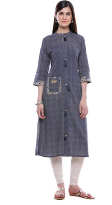 DIVENA Women Embellished Straight Kurta(Blue)