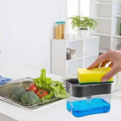 h&d craft PACK 1 Cleaning Sponges for Kitchen Sink & Dish Washing | 2 in 1 Soap Pump Plastic Dispenser 200 L Foam Dispenser(Multicolor)