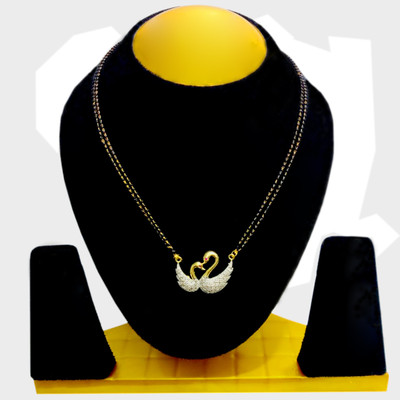 UNIFED CREATIONS Best Gold Plated and American Diamond Design and High Quality Mangalsutra with Matching Earrings set Alloy Mangalsutra