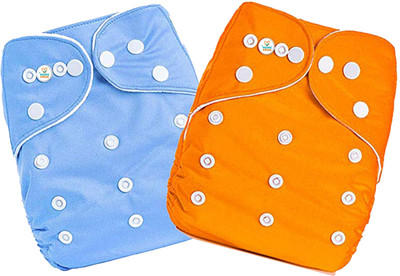 MOM'S PRIDE Washable & Reusable Solid Pocket Cloth Diapers Without Insert Pack of 2