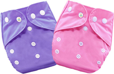 MOM'S PRIDE Washable & Reusable Solid Pocket Cloth Diapers Without Insert Pack of 2