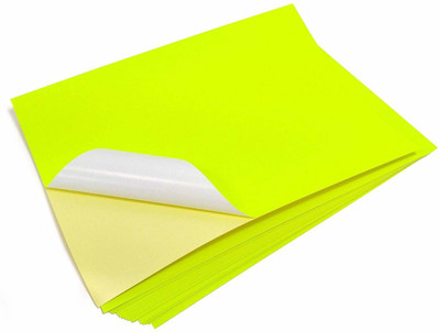 sehgal A4 Sheets Neon Fluorescent Lemon Colour Laser Inkjet Printable Self Adhesive Sticky Sticker Craft Labels paper (Lemon) (pack of 30 sheets) Self Paper Label(lemon Yellow)