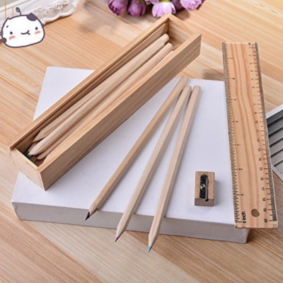 ShubhKaft Made with good quality natural wood, it is great for gifting it to students, wooden scale work as a cover for the wooden case. Made for return gift pack of 1 Wooden Pencil Box Art Wood Pencil Box(Set of 1, Beige)