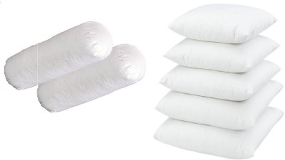 SANJU BROTHER LUXORY Microfibre Solid Bolster Pack of 7(White)